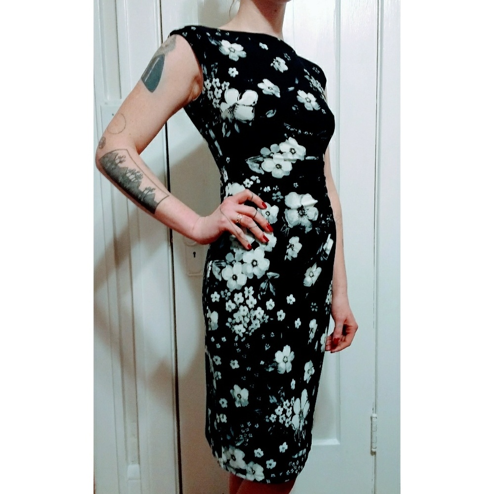 Ralph Lauren Black Floral Event Dress